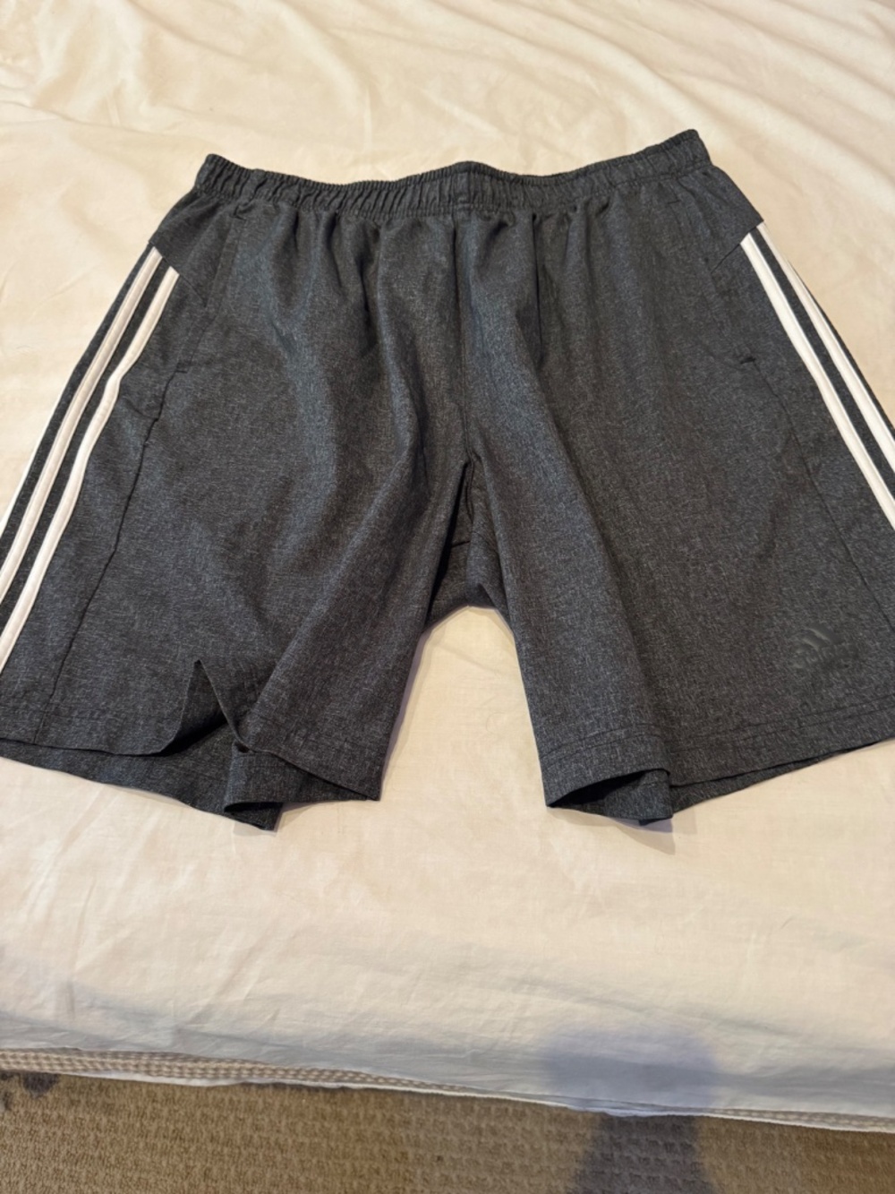 Men’s adidas shorts, XXL, dark gray, triple stripe, excellent condition